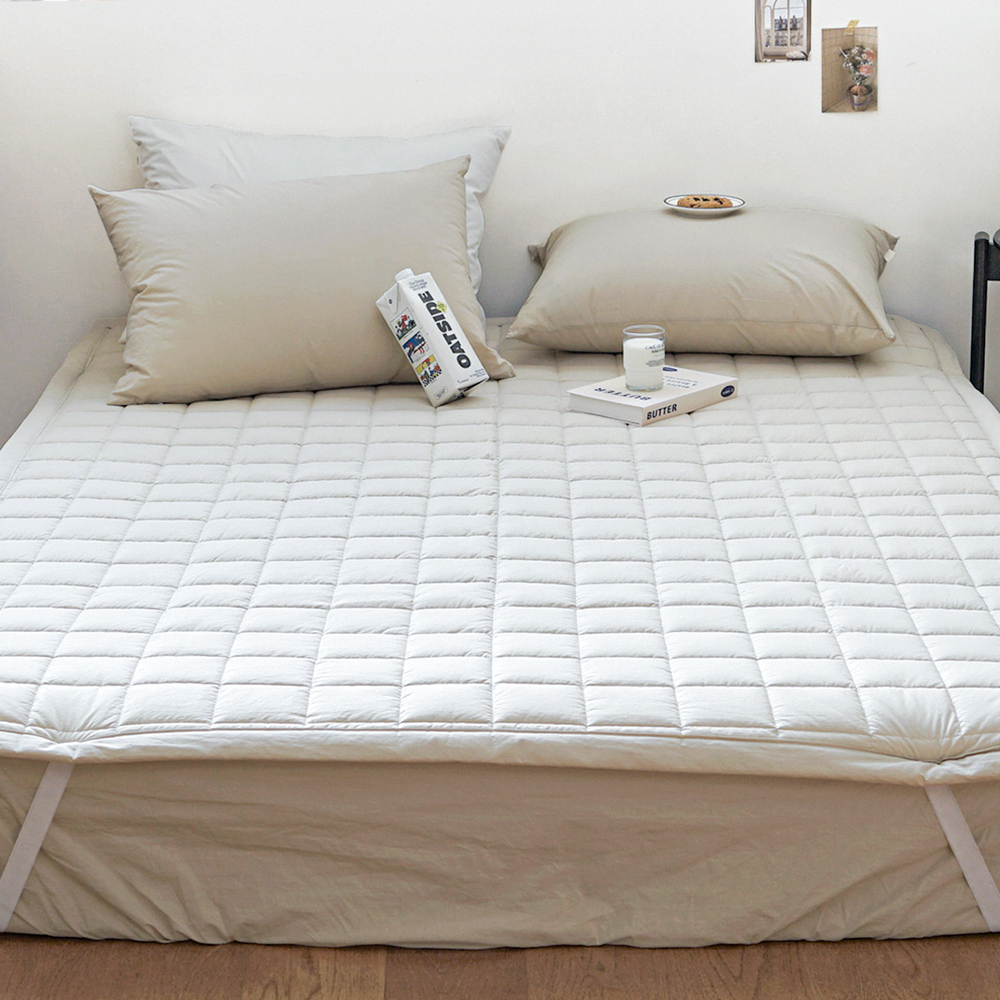 허쉬 60수 고밀도 바이오워싱 순면 고정밴딩 침대패드 샴페인 베이지, Q(퀸)