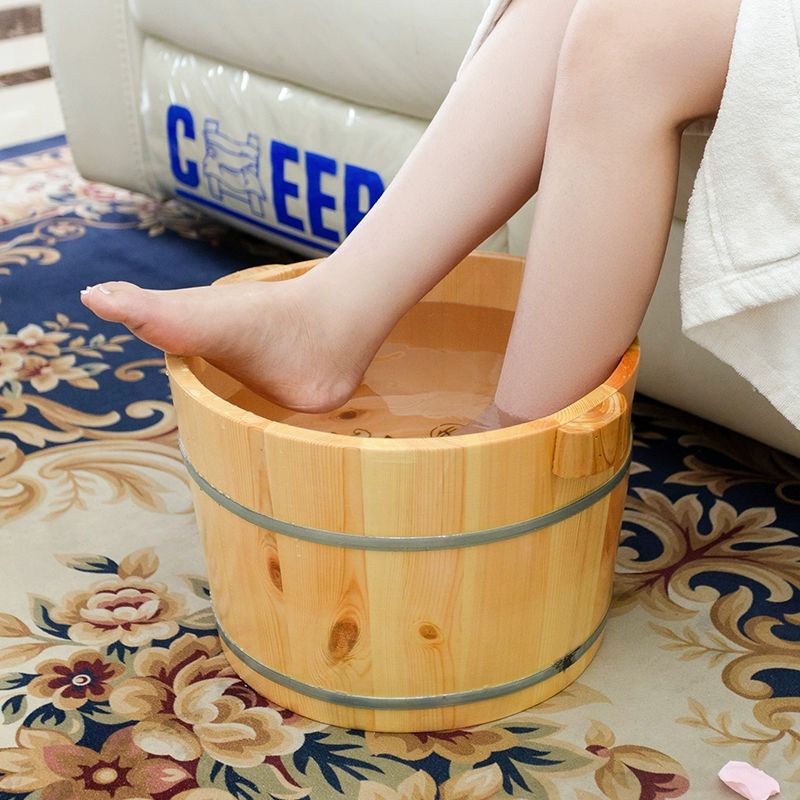 가정용 향기로운 발욕조 히노끼 원형 소나무 편백나무욕조 1인욕조 가정용욕조 미니욕조 마사지 소나무 25CM 뚜껑 포함 통 - 상세 이미지 2