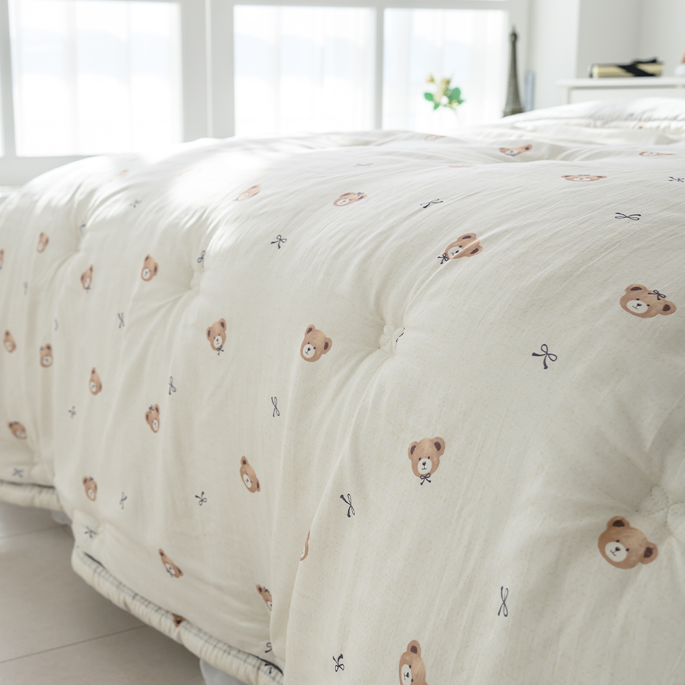쿠에뜨 어린이이불 모달100 알러지케어침구 쿠마 곰돌이패턴 간절기 SS 사계절이불 - 상세 이미지 2