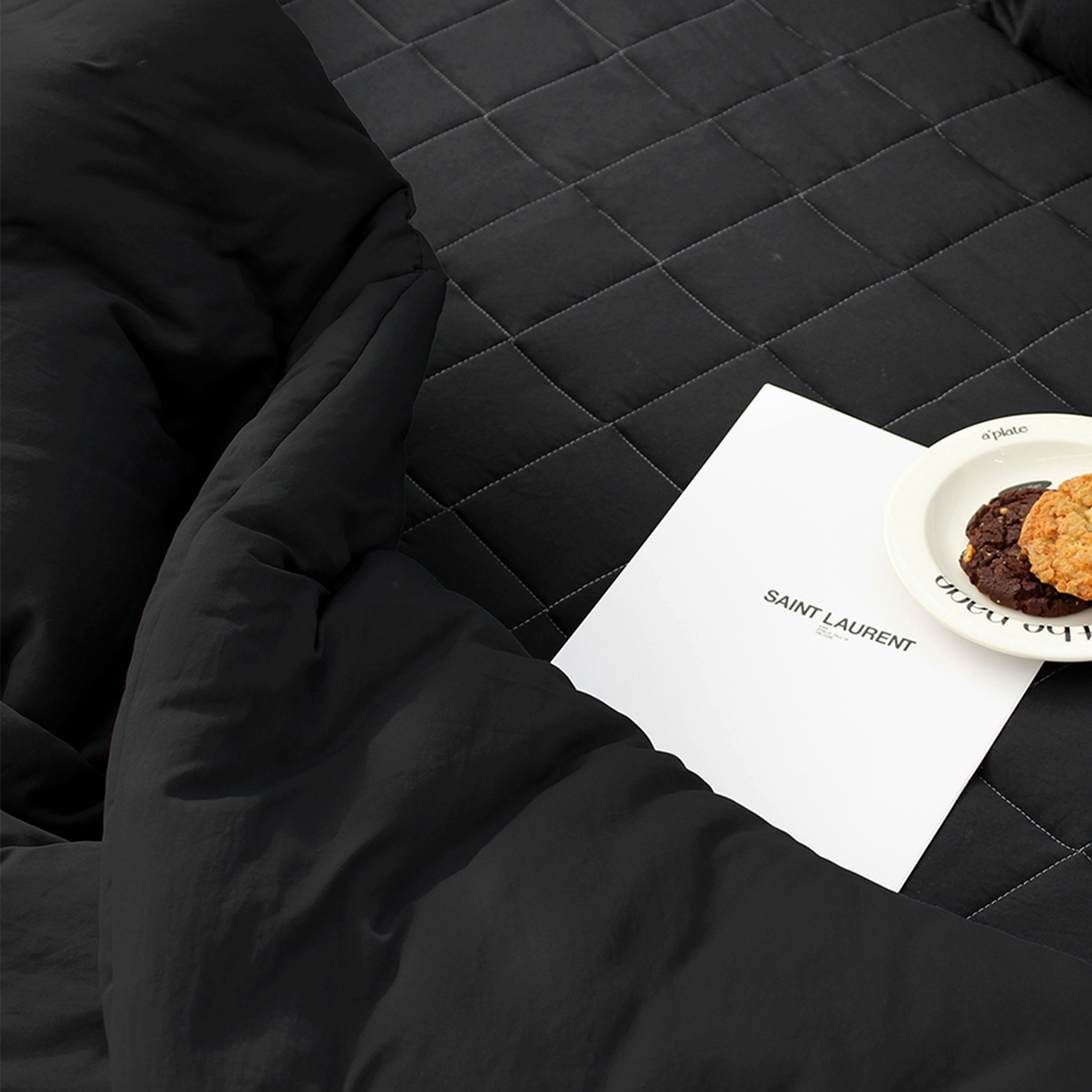 부드러운 아멜리 워싱 사계절 옥수수솜 무봉제 차렵이불 미드나잇 블랙, SS(슈퍼싱글)