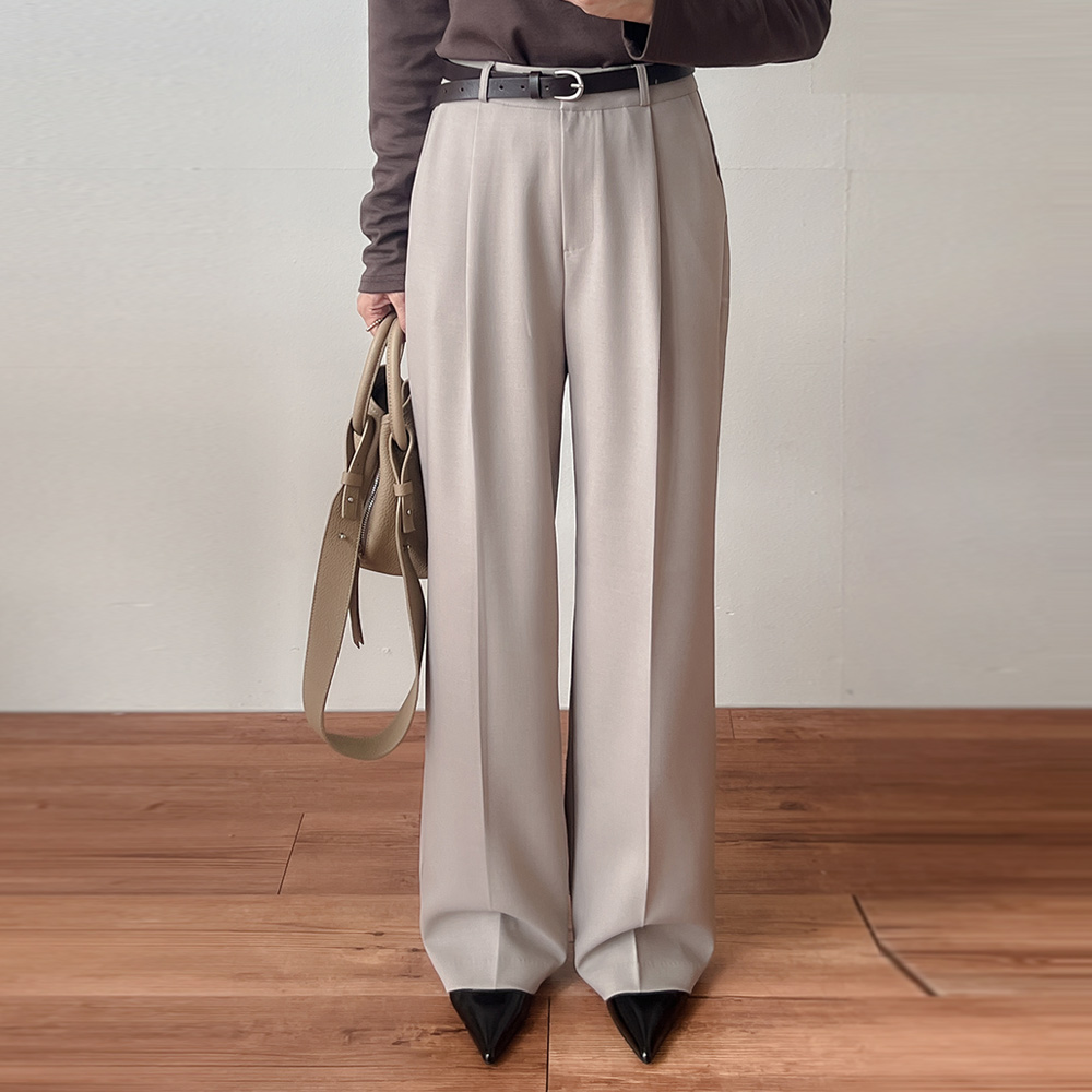 가을 핀턱 일자 와이드 슬랙스 팬츠 5컬러 SML - 상세 이미지 2