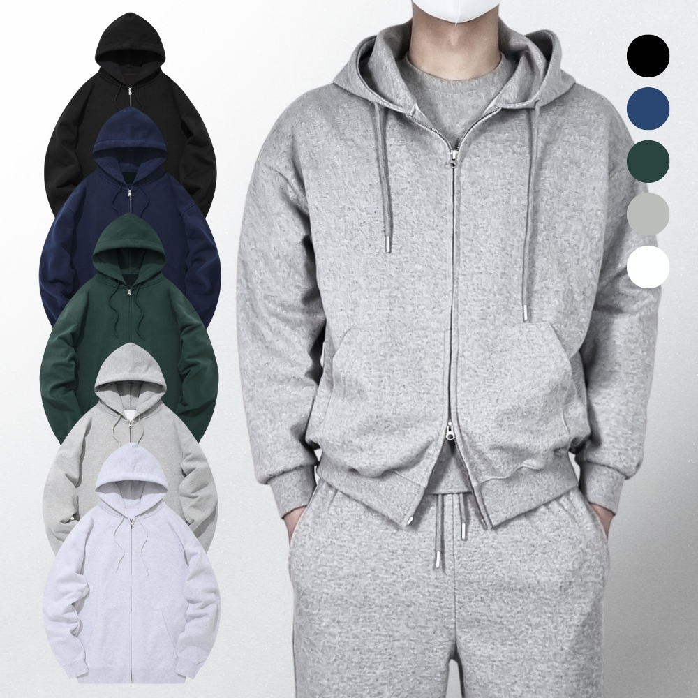 에센셜 오버핏 투웨이 얇은 후드집업 탄탄한 모자 큰 후드 후두 집업