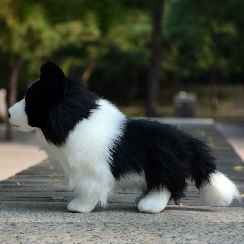 귀여운 보더콜리 인형 동물 개 안고자는 강아지 검정화이트 신장 40cm 서 있는 27cm - 상품 이미지