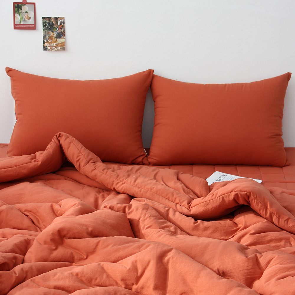 부드러운 아멜리 워싱 사계절 옥수수솜 무봉제 차렵이불 번트 브릭, SS(슈퍼싱글)