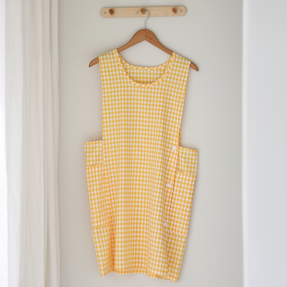 [미소쌤] 찰랑 앞치마 단추형 F 원피스 빅사이즈 어린이집 보육교사 카페