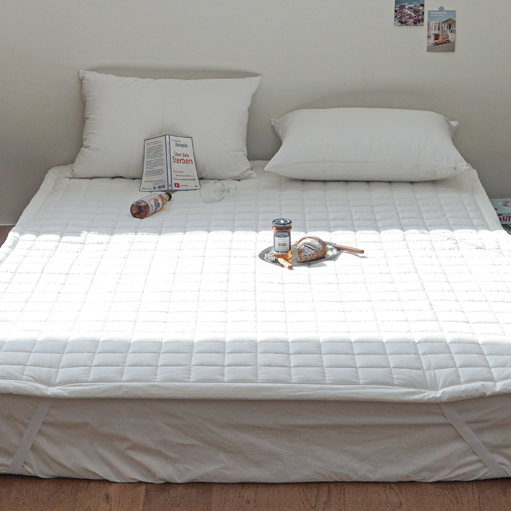 허쉬 60수 고밀도 바이오워싱 순면 고정밴딩 침대패드 노블 화이트, Q(퀸)