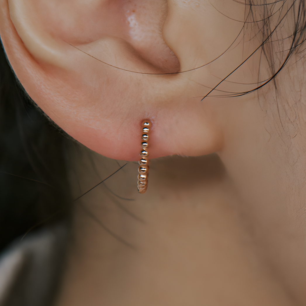 14K 버블 볼 원터치 귀걸이 / 데일리 링 이어링