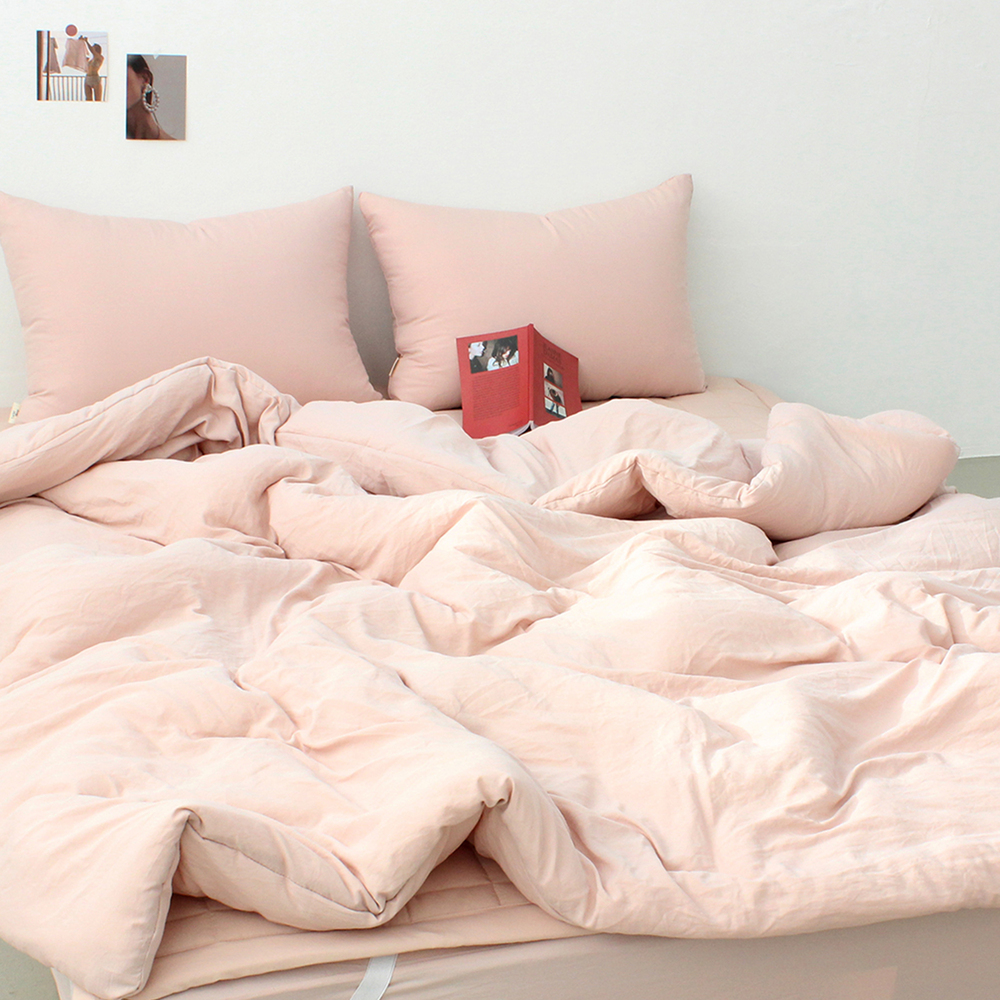 부드러운 아멜리 워싱 사계절 옥수수솜 무봉제 차렵이불 클라우드 핑크, SS(슈퍼싱글)