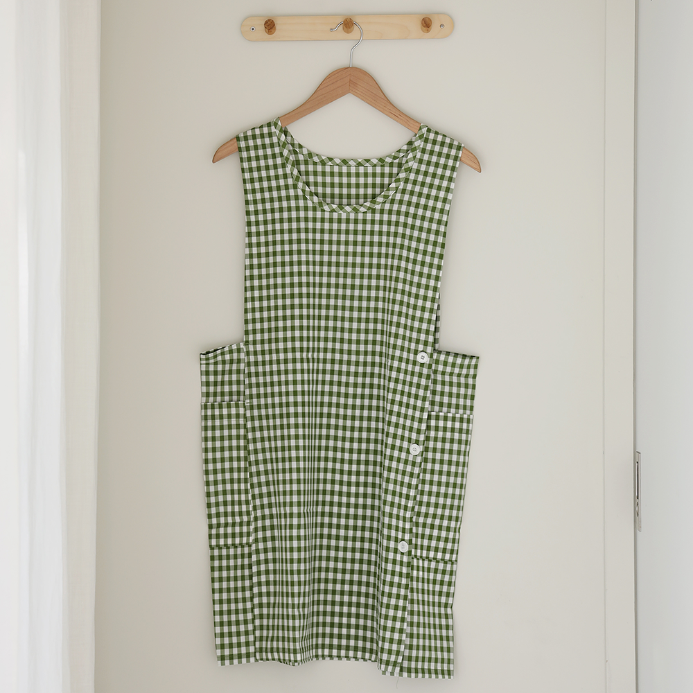 [미소쌤] 찰랑 앞치마 단추형 F 원피스 빅사이즈 어린이집 보육교사 카페