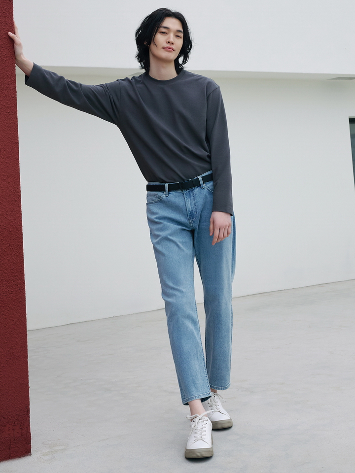 탑텐 남성 COOL 테이퍼드 크롭 데님_MSE2DP1903