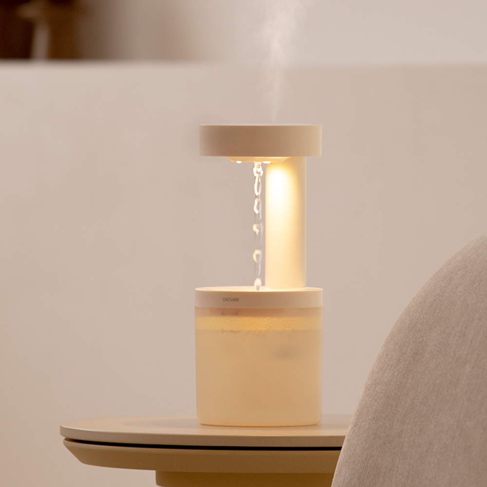 거꾸로 물멍 가습기 사무실 탁상용 미니 가습기 무중력 무드등 고양이