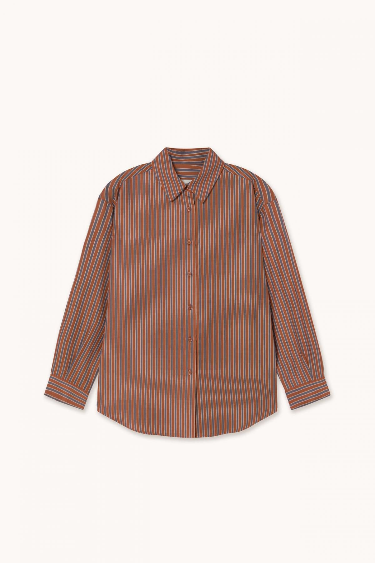 타이니코튼 브라운 스트라이프 릴랙스핏 테크니컬 셔츠 AW25-614M06 ONE COLOR - 메인 이미지