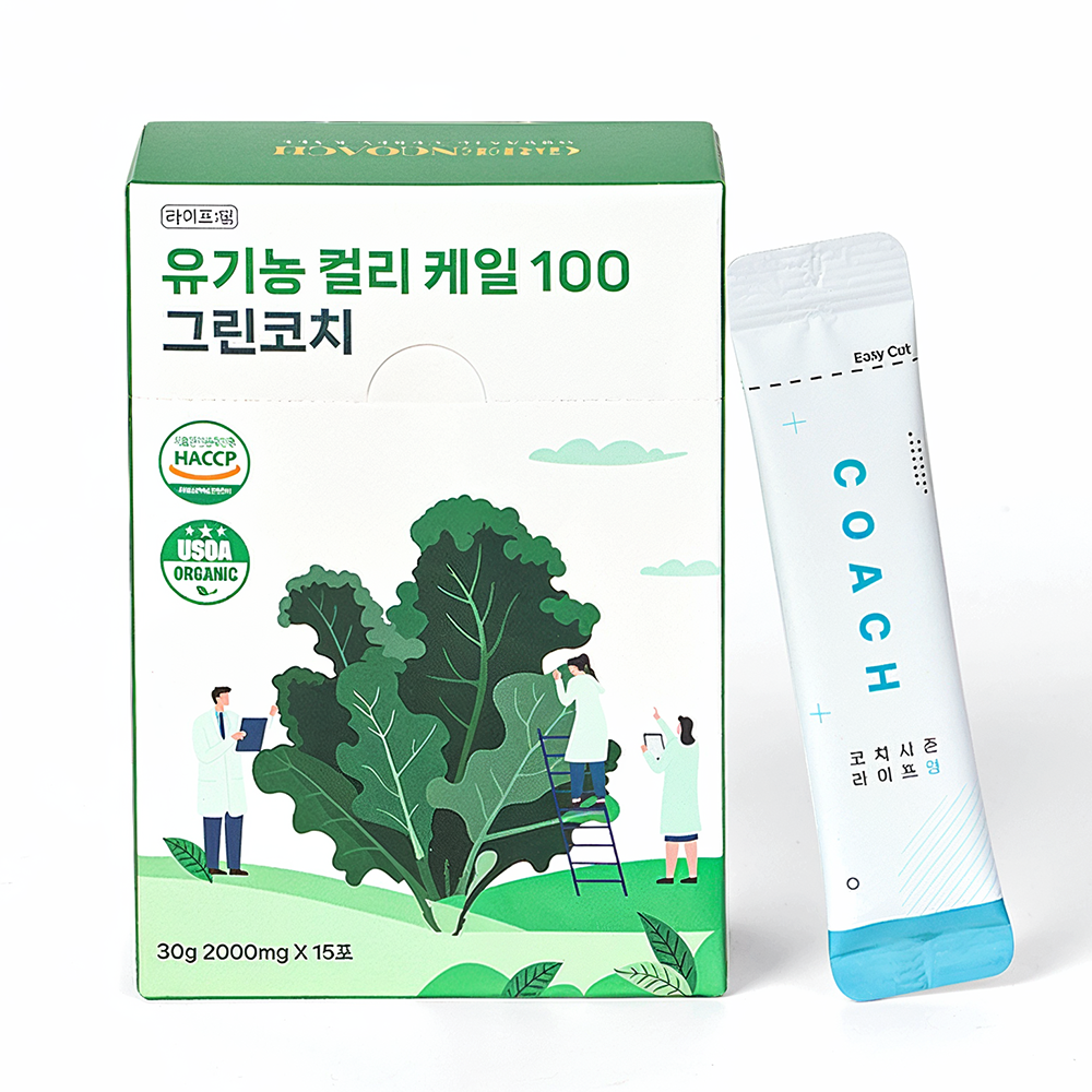 그린코치 컬리케일 100% 유기농 동결건조 곱슬 분말 1박스 15포 - 상품 이미지