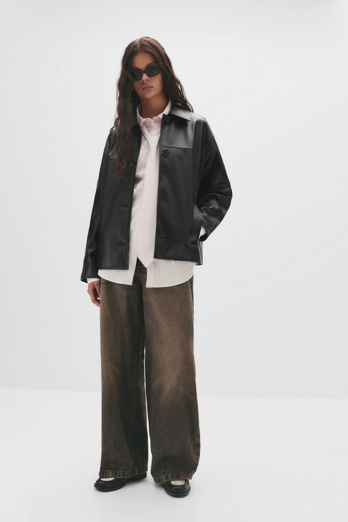 풀앤베어 테크니컬 페이크 레더 재킷 7700/389 BLACK - 상세 이미지 5