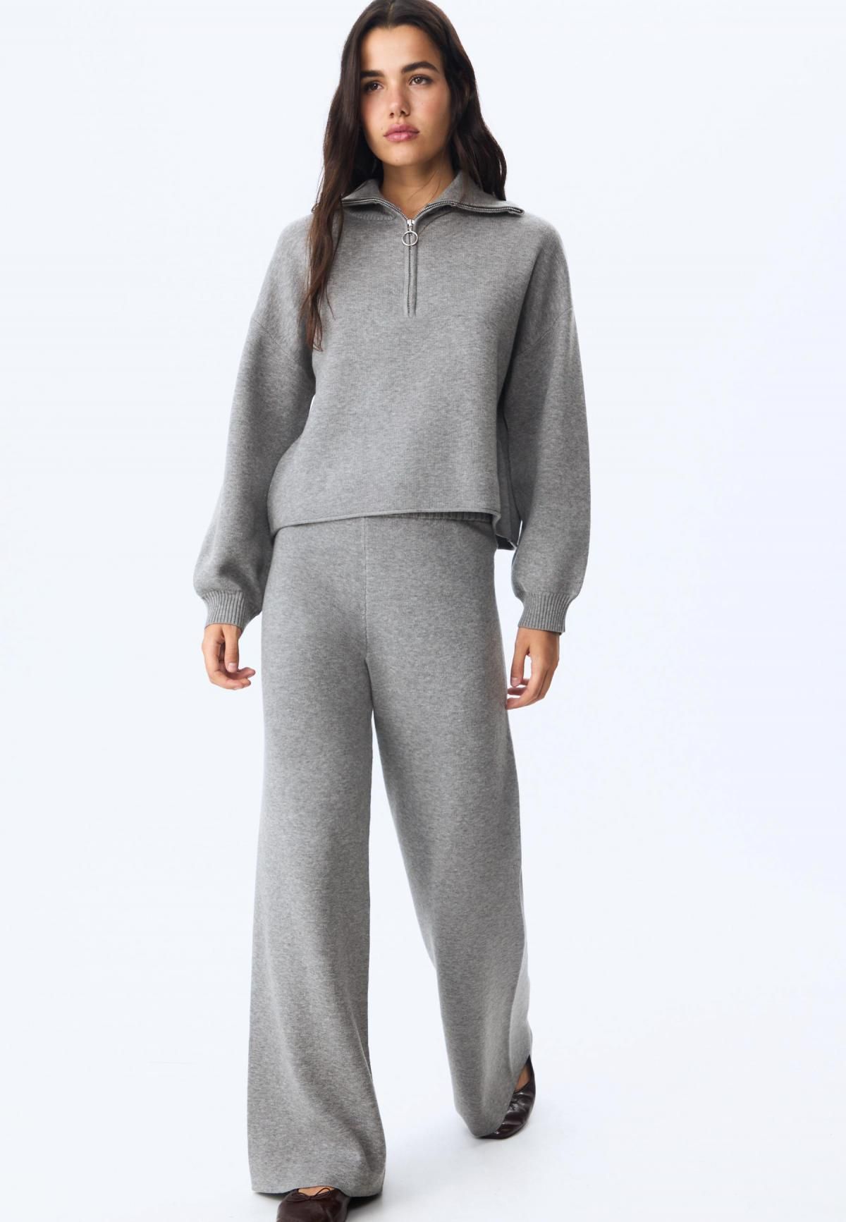 스트라디바리우스 데일리 니트 와이드 팬츠 5075/430 DARK GREY - 상세 이미지 3