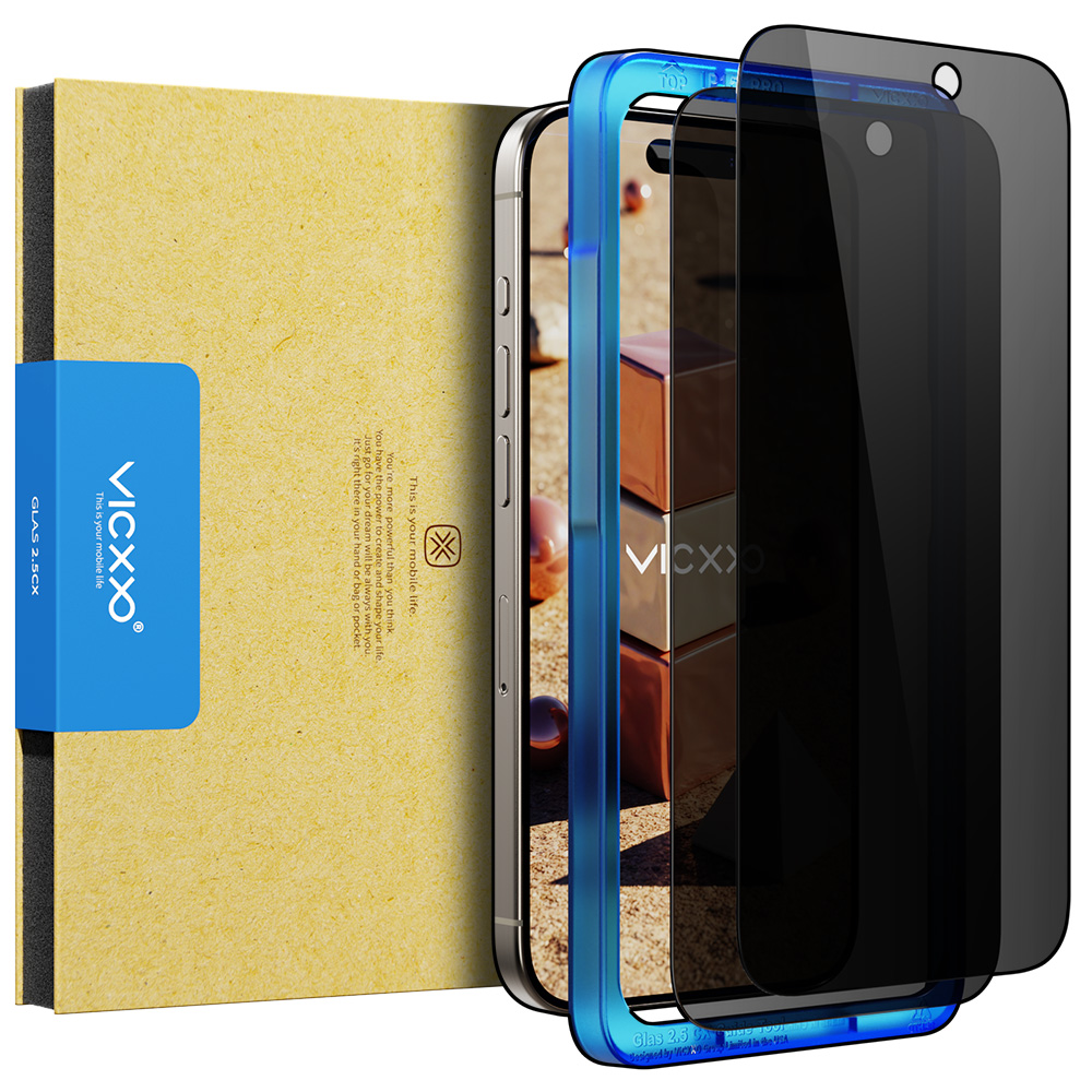 빅쏘 2.5CX 사생활 보호필름 강화유리 아이폰15 프로, 2매입