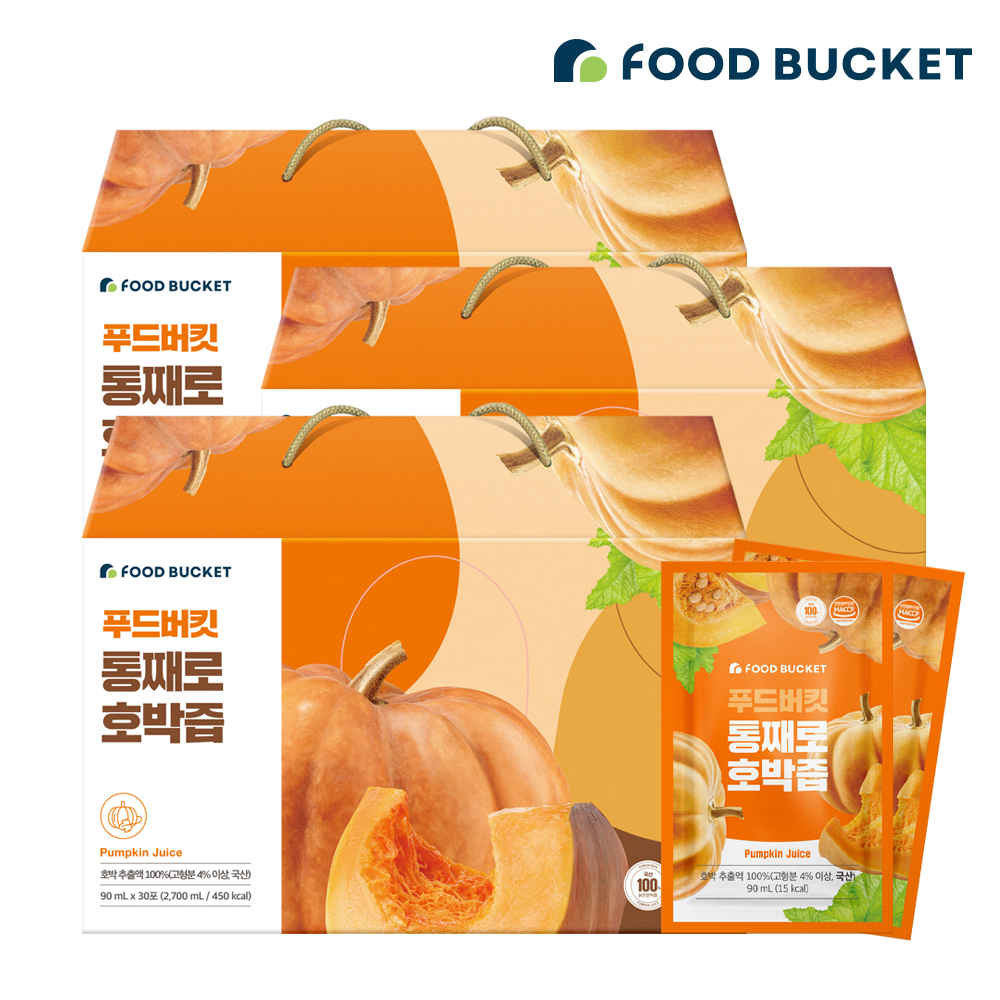 푸드버킷 저온가공 국산호박100% 늙은 호박즙 30포, 3개 - 상품 이미지