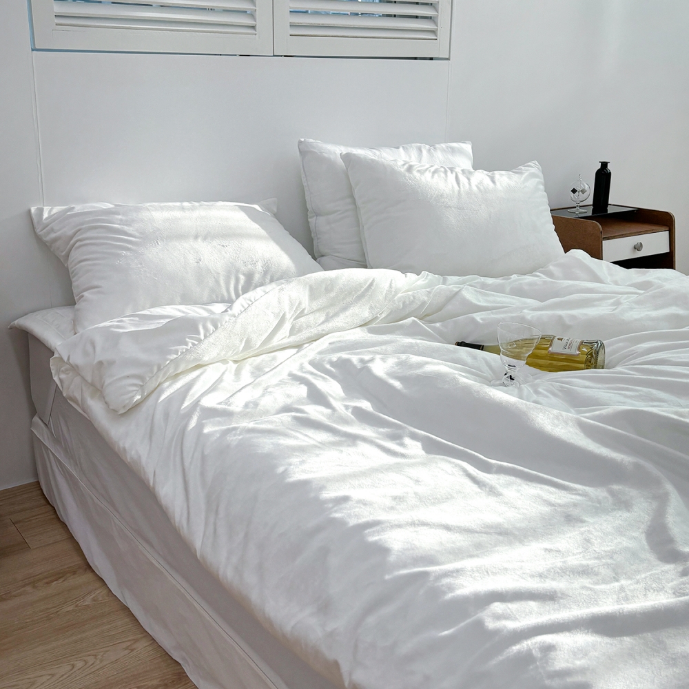 포근한 윈터테일 리버서블 워싱 밍크 겨울 극세사 옥수수솜 무봉제 차렵이불 스노우 폭스, Q(퀸)