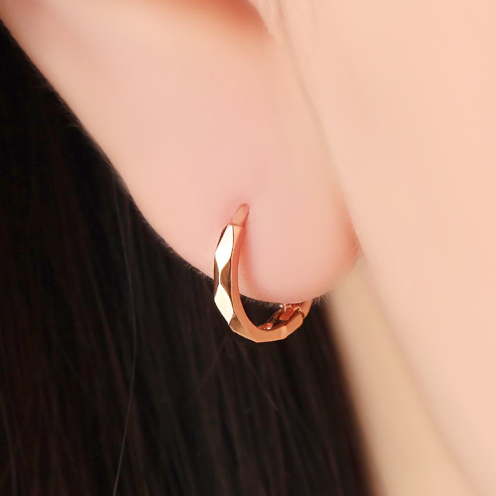 14K 18K 원터치 귀걸이 여성 데일리 루벤 다이아 컷팅 여자친구 기념일 선물 금귀걸이 - 상세 이미지 4