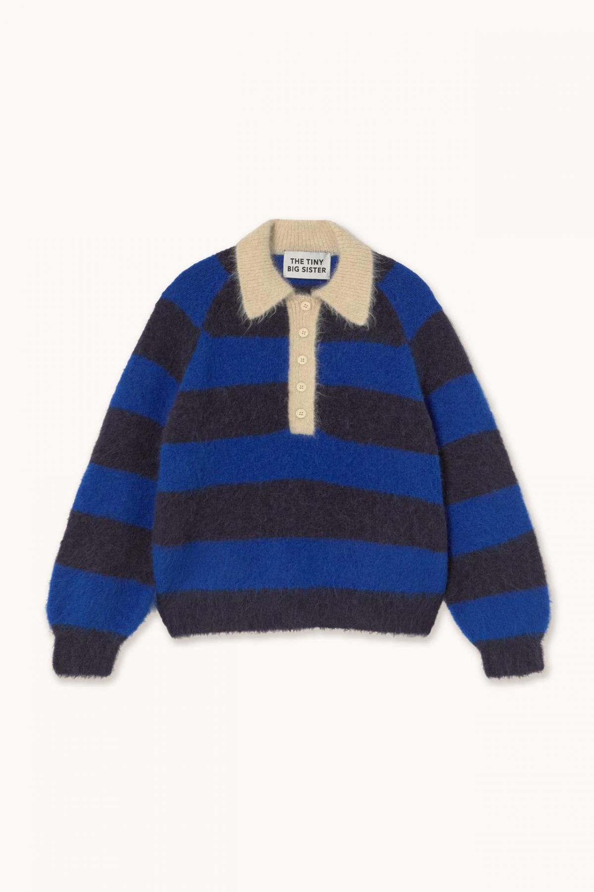 타이니코튼 네이비 스트라이프 니트 폴로 셔츠 AW25-668M75