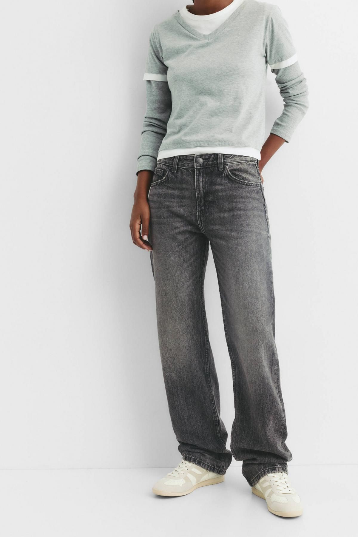 풀앤베어 빈티지 데님 미드웨이스트 스트레이트핏 청바지 3687/375 ANTHRACITE GREY - 메인 이미지