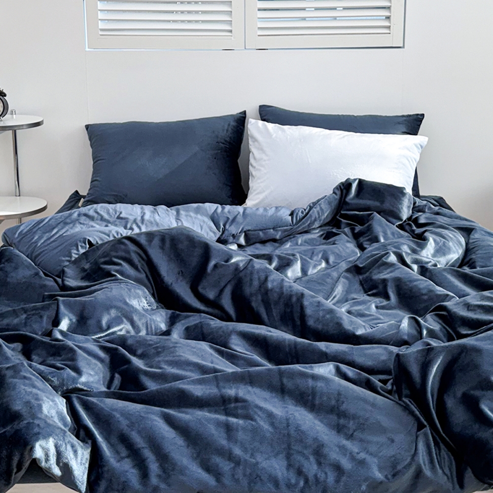 포근한 윈터테일 리버서블 겨울 밍크 극세사 옥수수솜 무봉제 차렵이불 세트 웨일 블루, SS패드세트(이불+베개커버+침대패드)