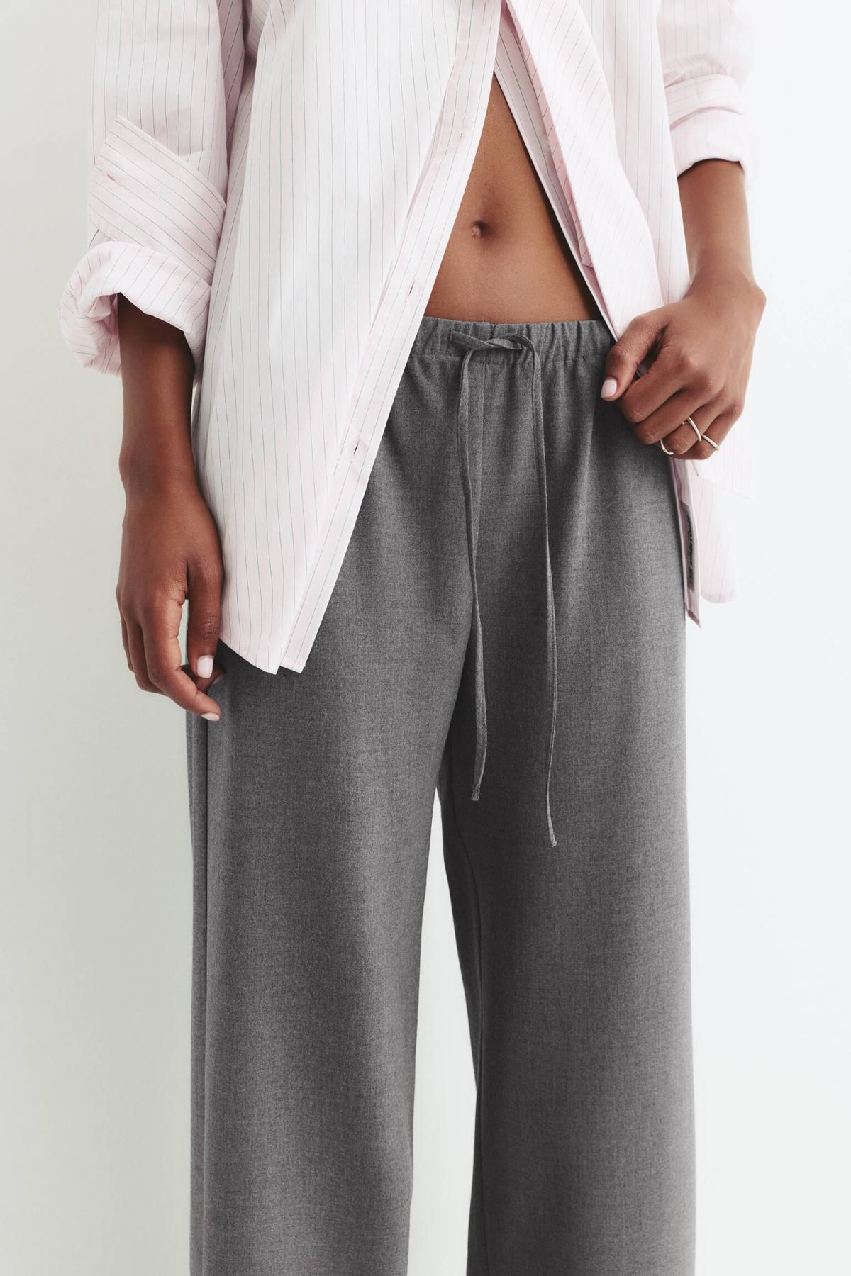 풀앤베어 와이드핏 미드라이즈 밴딩 스웨트 조거 팬츠 7674/328 GREY - 상세 이미지 3