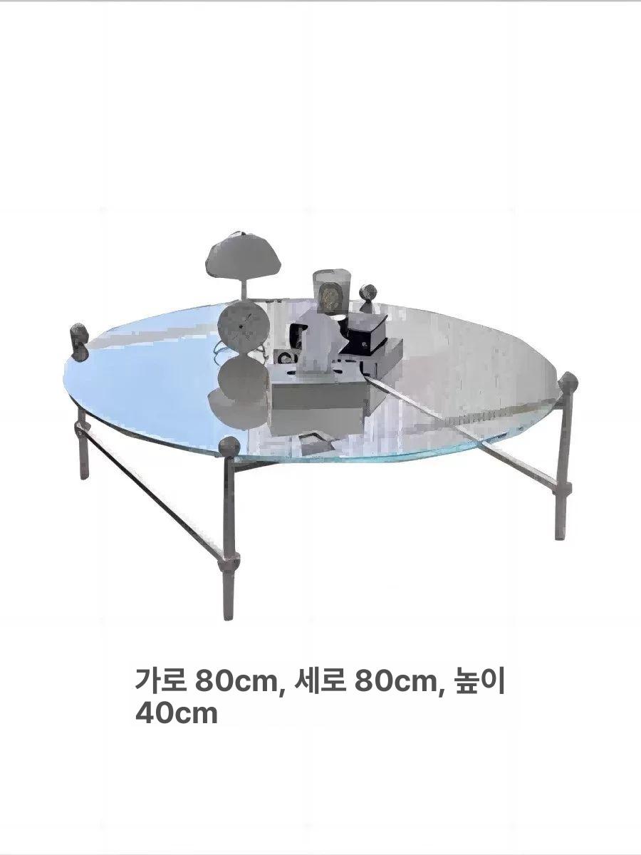 둥근 볼드글라스 좌식테이블 강화유리 메탈 스테인레스 투명 40x40x35 조립 필요 - 상세 이미지 4