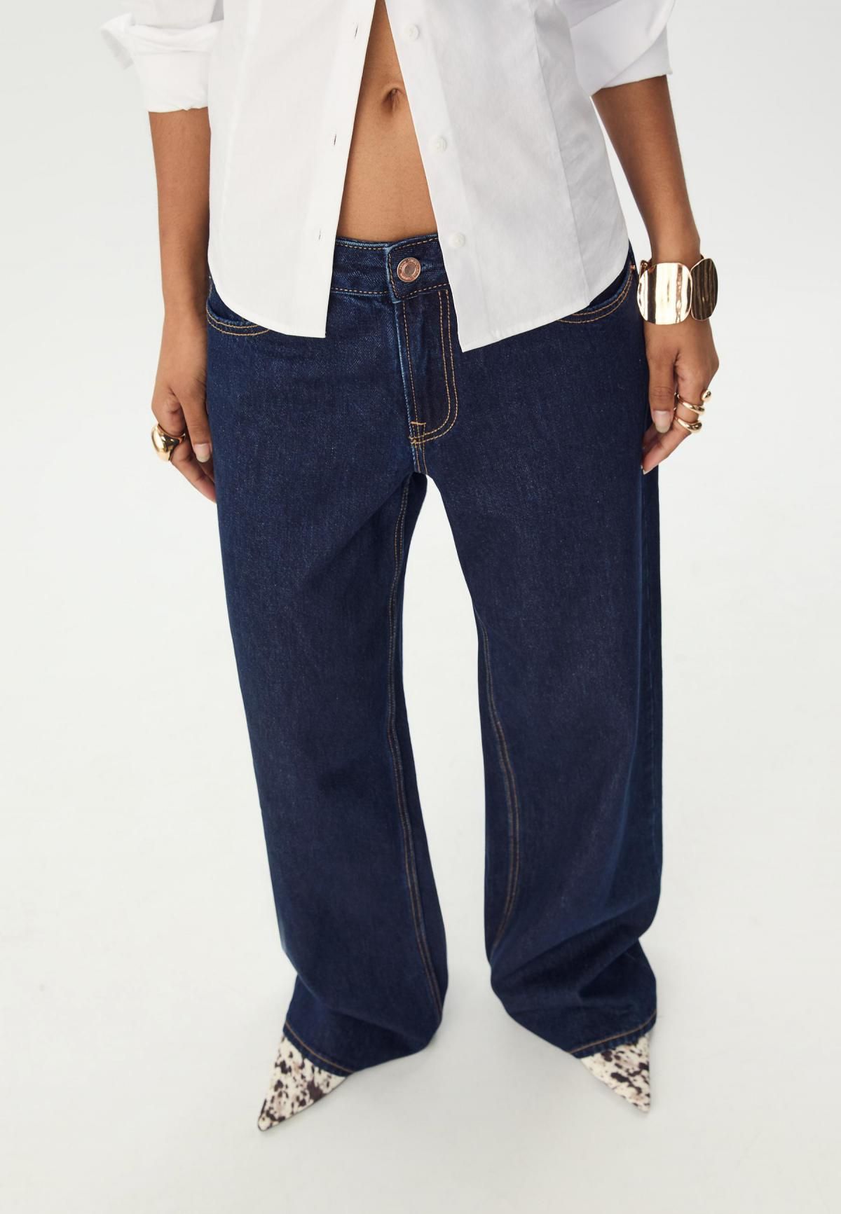 스트라디바리우스 트렌디 로우라이즈 와이드핏 데님 청바지 1441/620 OVERDYED BLUE DENIM - 상품 이미지