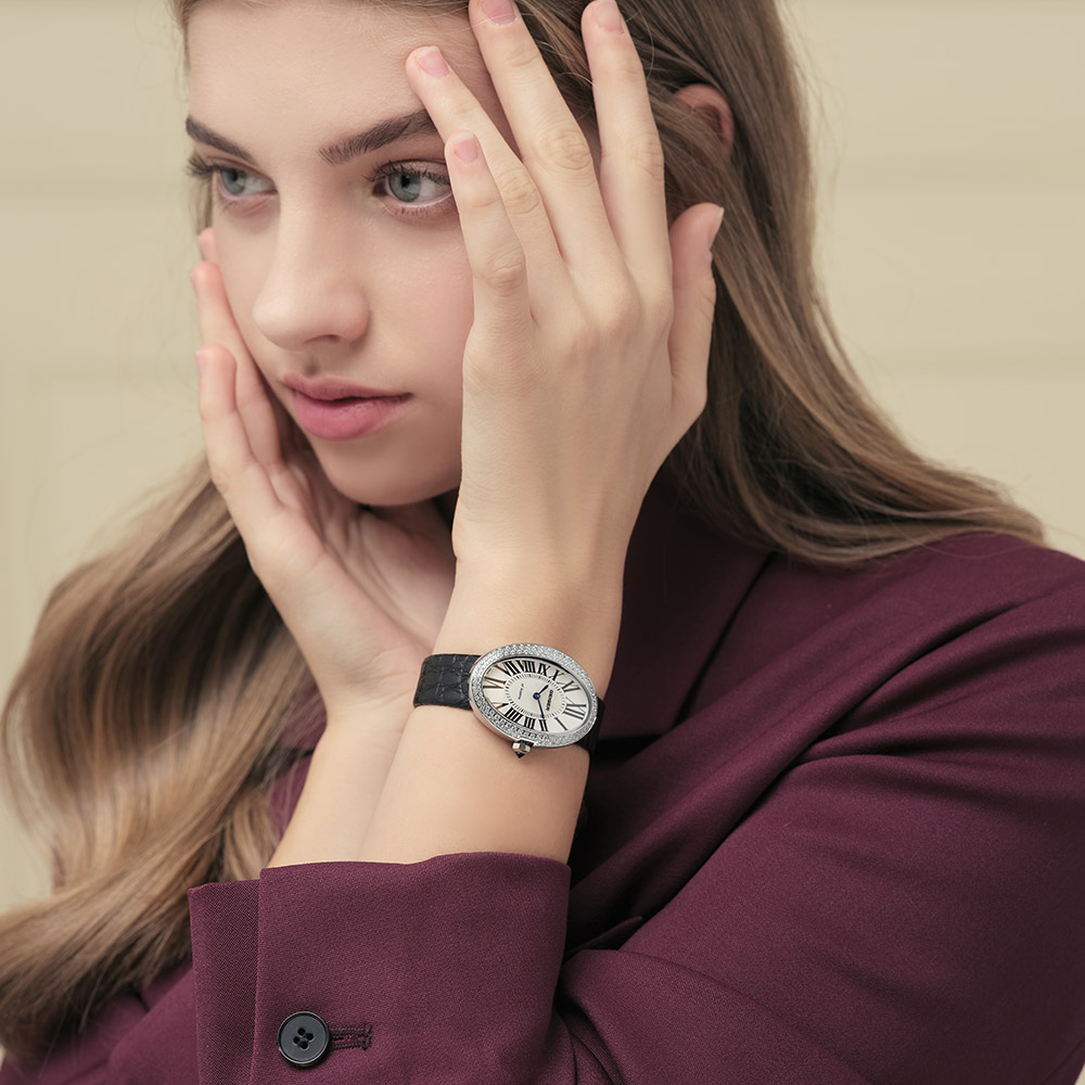 [4차 재입고] 가이거 여성 가죽 타원형 손목 시계 명품 자개 GE1207