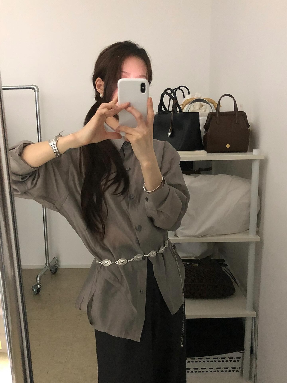 로토 여성 가을 레이어드 이너 루즈핏 오버핏 블라우스 - 상품 이미지
