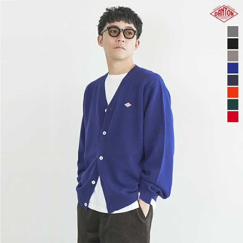 단톤 램스 울 브이넥 니트 가디건 남성 DT-D0030LMW 40 BLUE - 상품 이미지