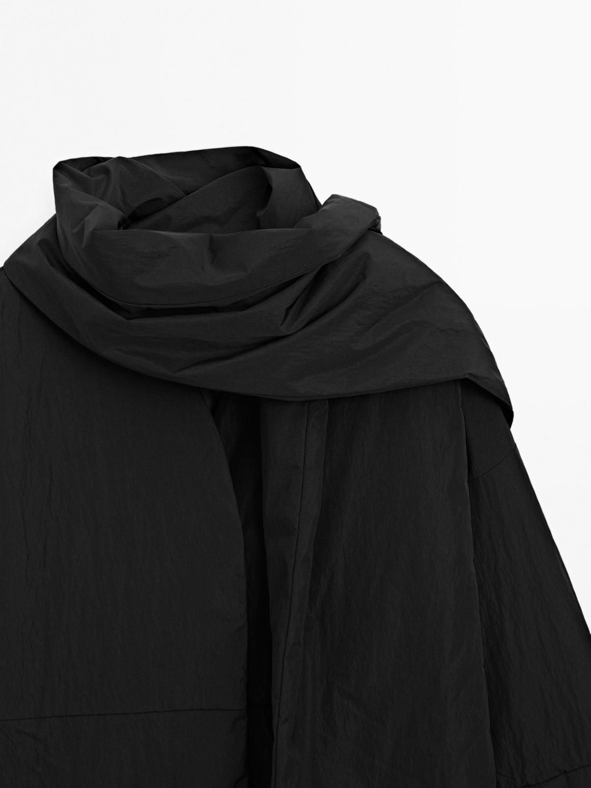 마시모두띠 테크니컬 방수 블랙 스카프 롱 패딩 코트 6788/513 BLACK - 상세 이미지 5