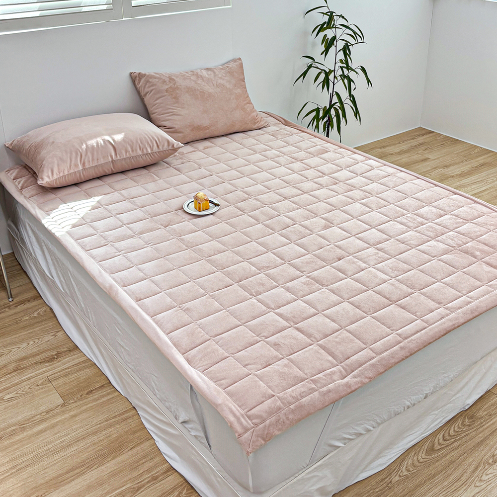 포근한 윈터테일 겨울 밍크 극세사 고정밴딩 침대패드 핑크 버니, DK(더블킹)