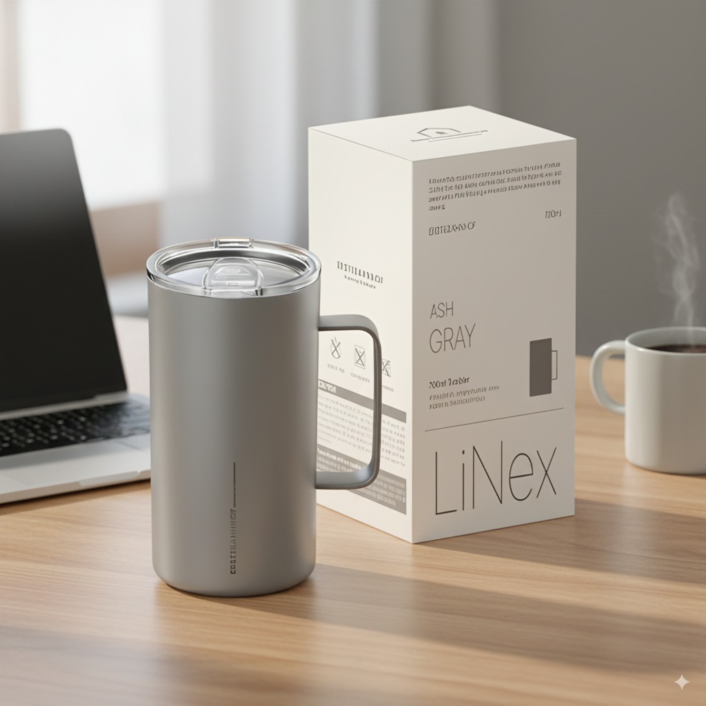 세척 편한 보온 보냉 사무실에서 쓰기 좋은 손잡이 리유저블 텀블러 700ml, 애쉬그레이