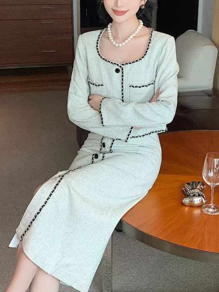 가을 스퀘어넥투피스세트 셋업 크롭자켓 결혼식 하객룩 베이지화이트 S 추천 체중 40-47.5kg - 상세 이미지 3