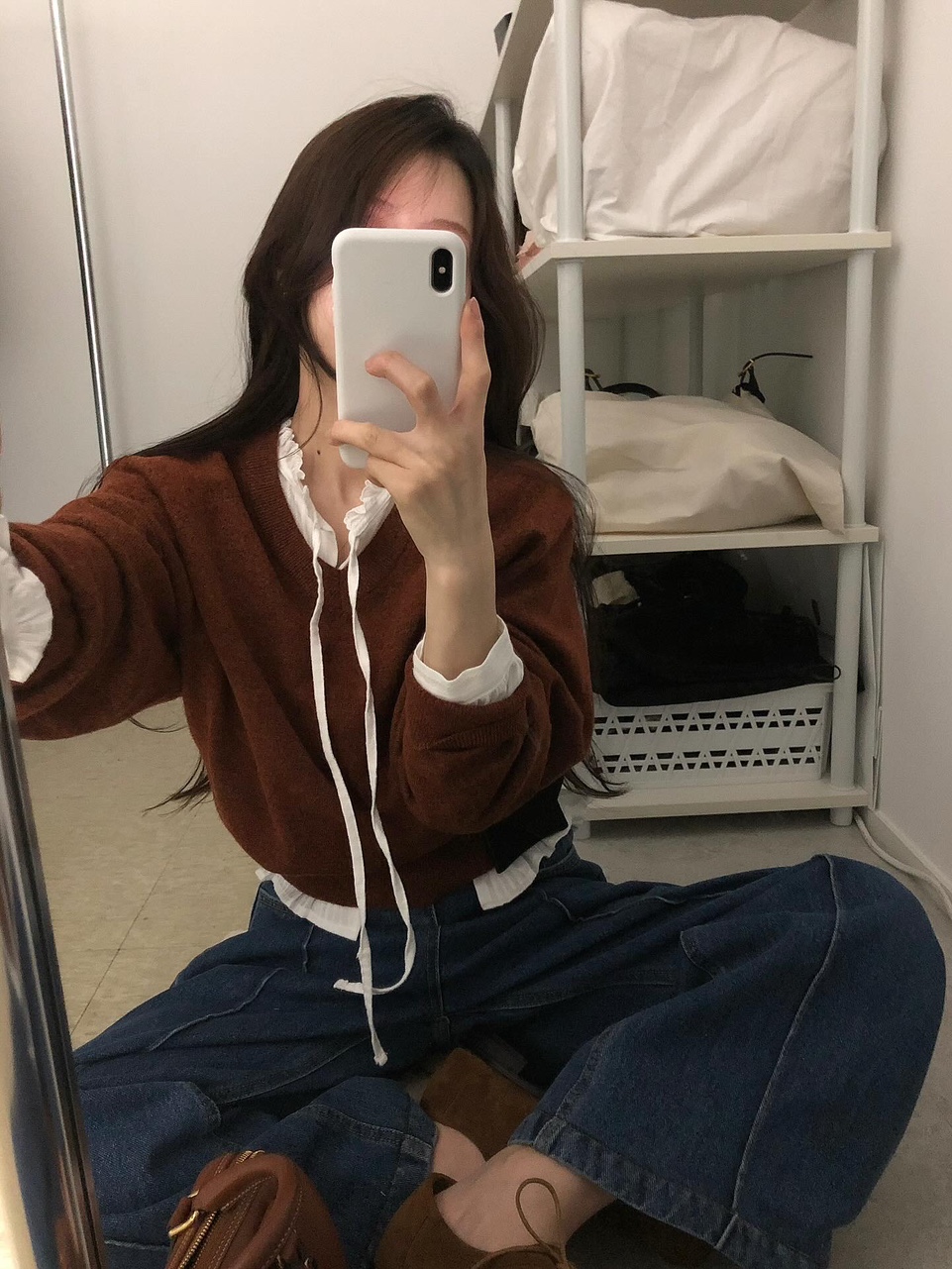모엣 여성 레이어드 이너 가을 루즈핏 오버핏 브이넥 울 니트 - 상세 이미지 2