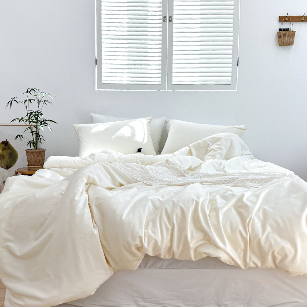 포근한 윈터테일 리버서블 겨울 밍크 극세사 옥수수솜 무봉제 차렵이불 세트 베어 아이보리, SS패드세트(이불+베개커버+침대패드)