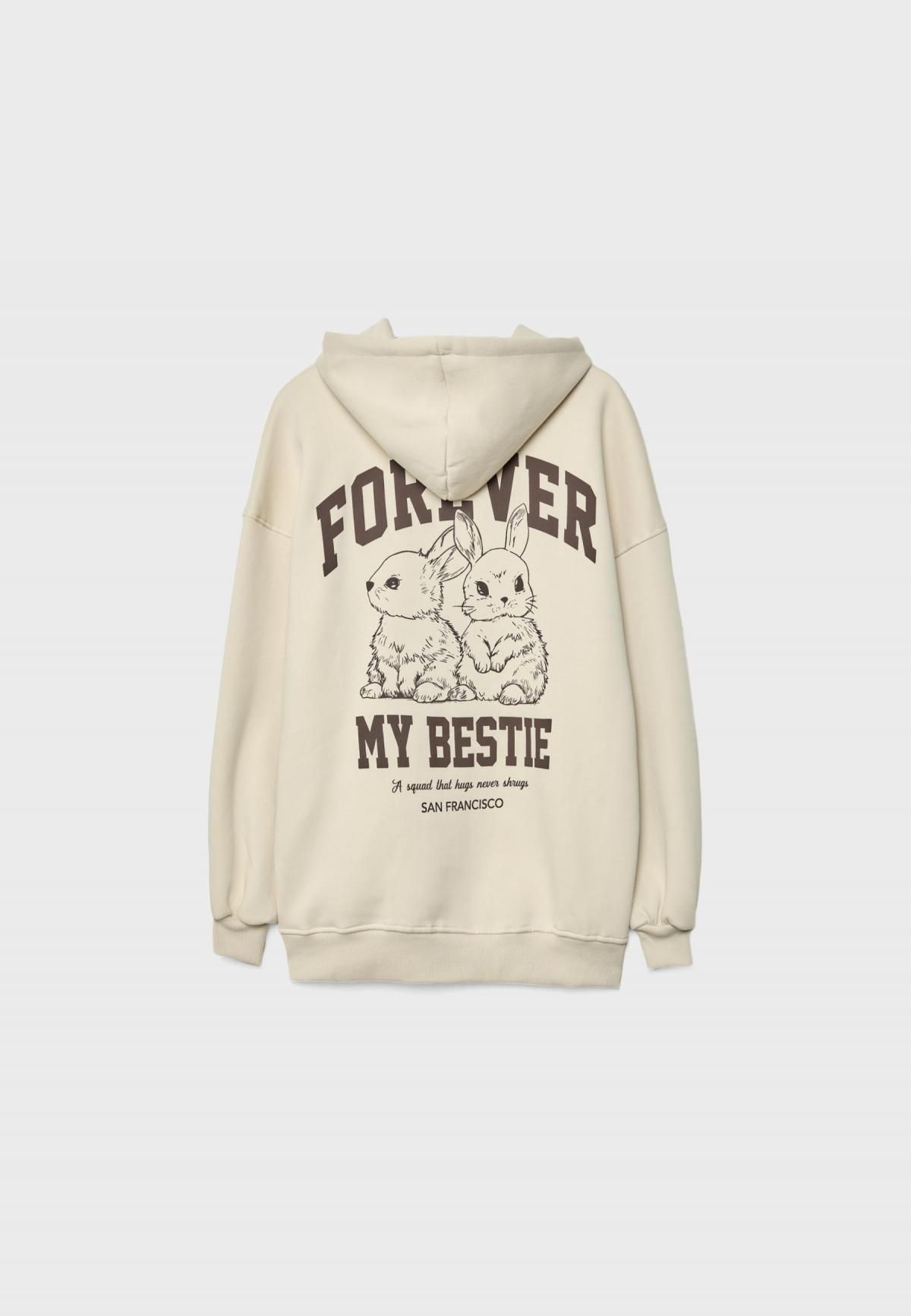 스트라디바리우스 캐주얼 그래픽 오버핏 후드 스웨트셔츠 6673/971 STONE - 상세 이미지 2