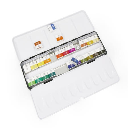 고체물감 24색 고체물감세트 휴대가편리 전문가용 파레트세트 틴케이스