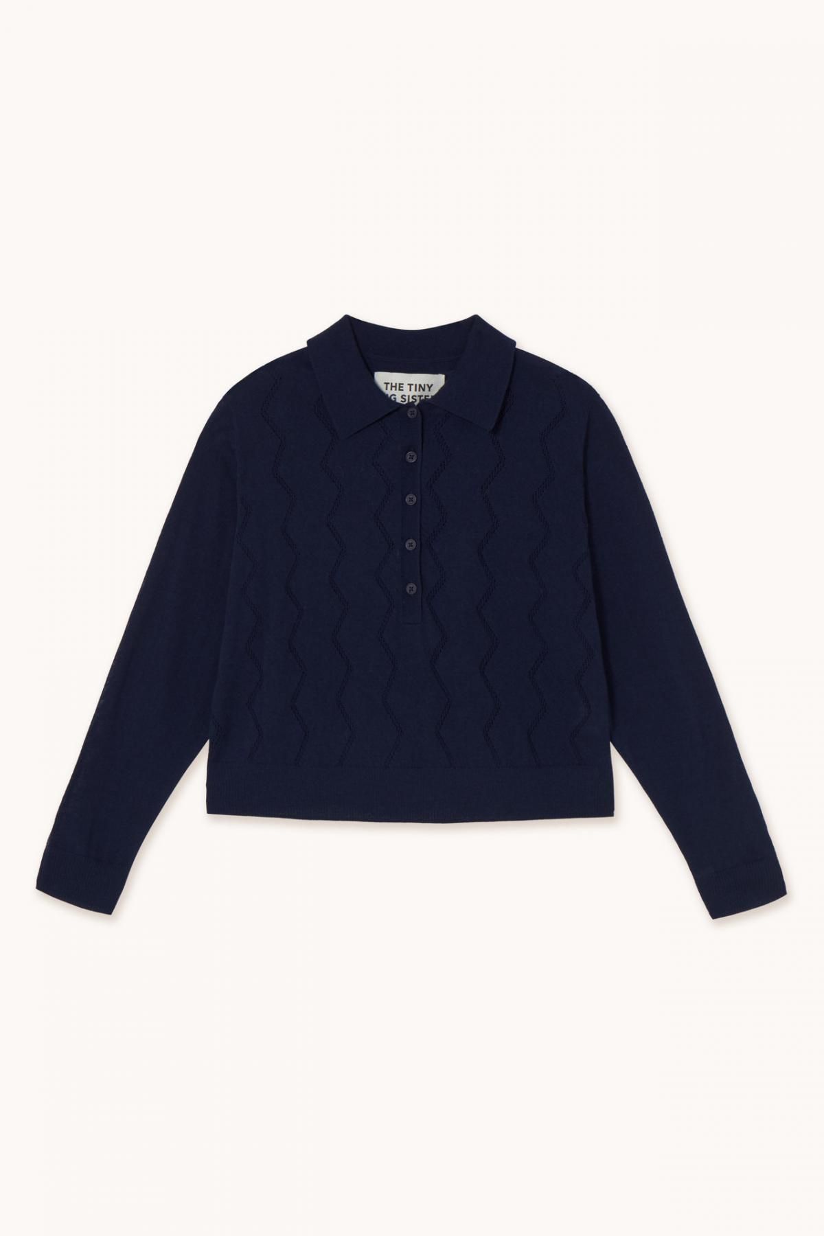 타이니코튼 네이비 케이블 니트 칼라 스웨터 AW25-680107 ONE COLOR - 상품 이미지
