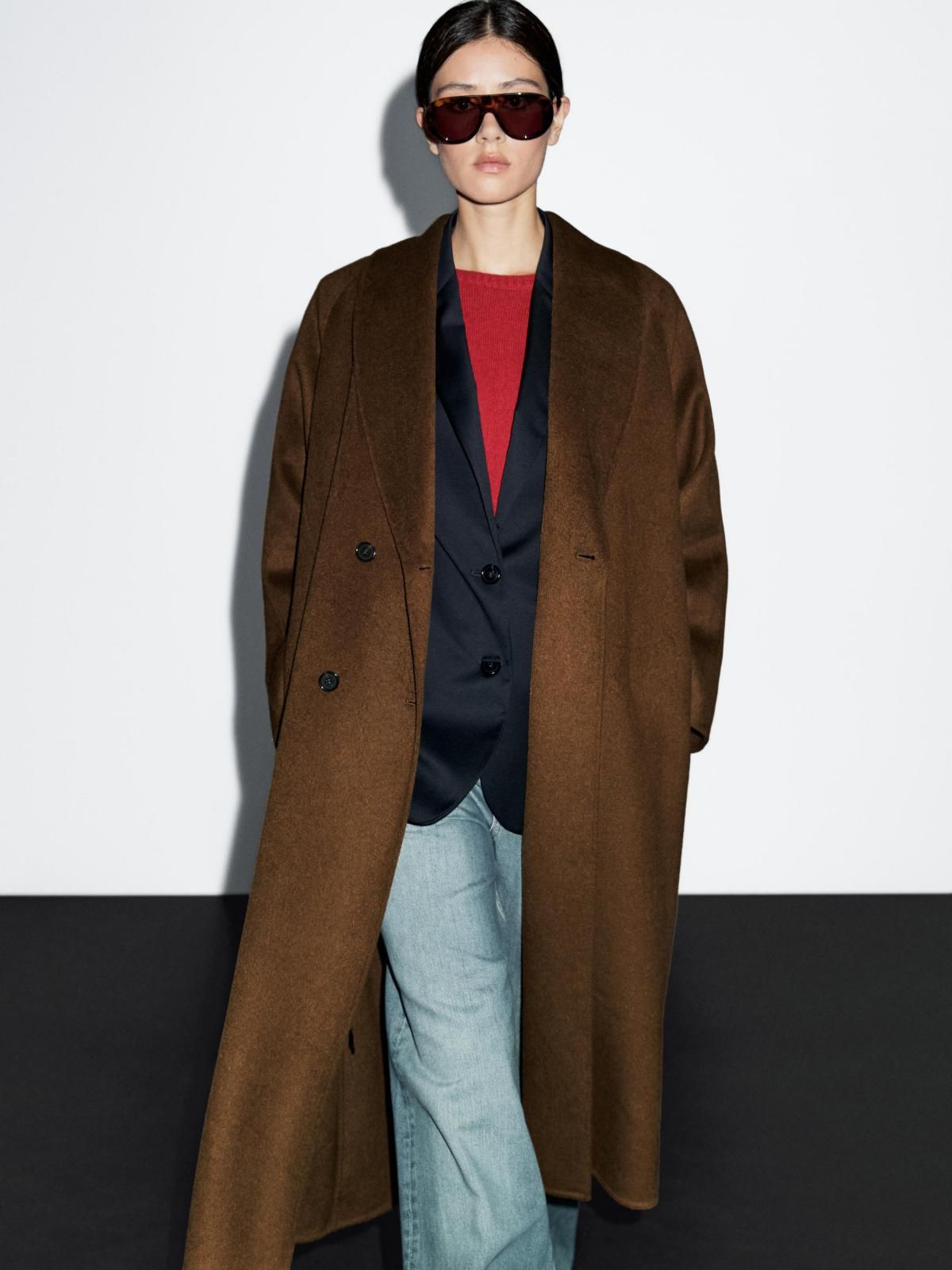 마시모두띠 오버핏 더블버튼 울블렌드 브라운 롱코트 6445/995 CARAMEL - 상세 이미지 3