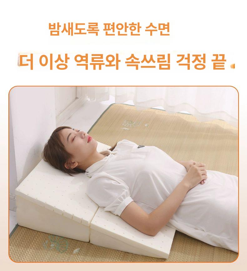 라텍스 경사판 침대 수면매트 미색 메모리폼 미백 역류성 경사토퍼 라텍스경사패드밀크화이트그레이체크베개커버 너비 60x길이 65x높이 18cm A - 상세 이미지 3