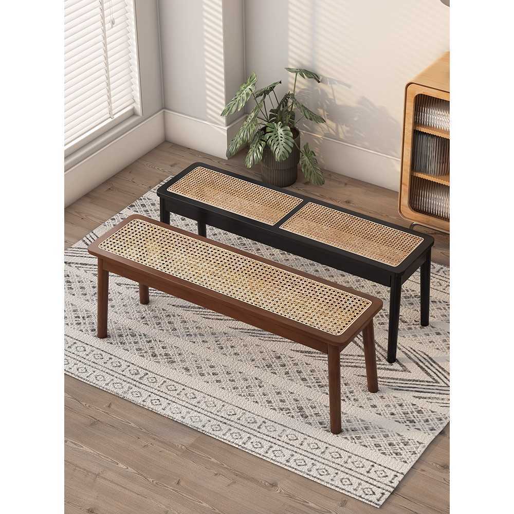 라탄 벤치 식탁 의자 원목 체어 카페 스툴 등나무 2인 80cm - 상세 이미지 3