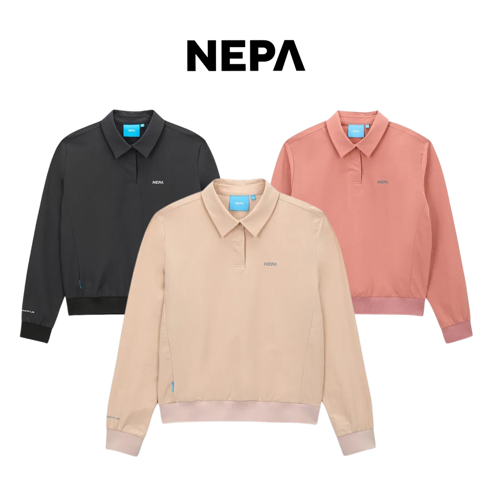 네파 폴로 긴팔 여성 티셔츠 카라 세미 크롭 기능성 - 상품 이미지