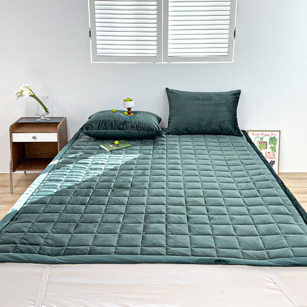 포근한 윈터테일 겨울 밍크 극세사 고정밴딩 침대패드 에버그린, SS(슈퍼싱글)