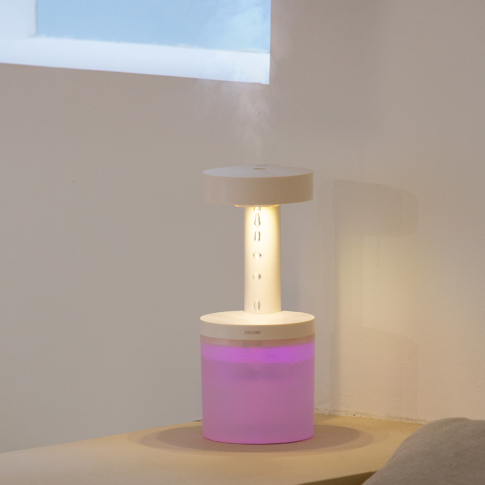 거꾸로 물멍 가습기 사무실 탁상용 미니 가습기 무중력 무드등 고양이