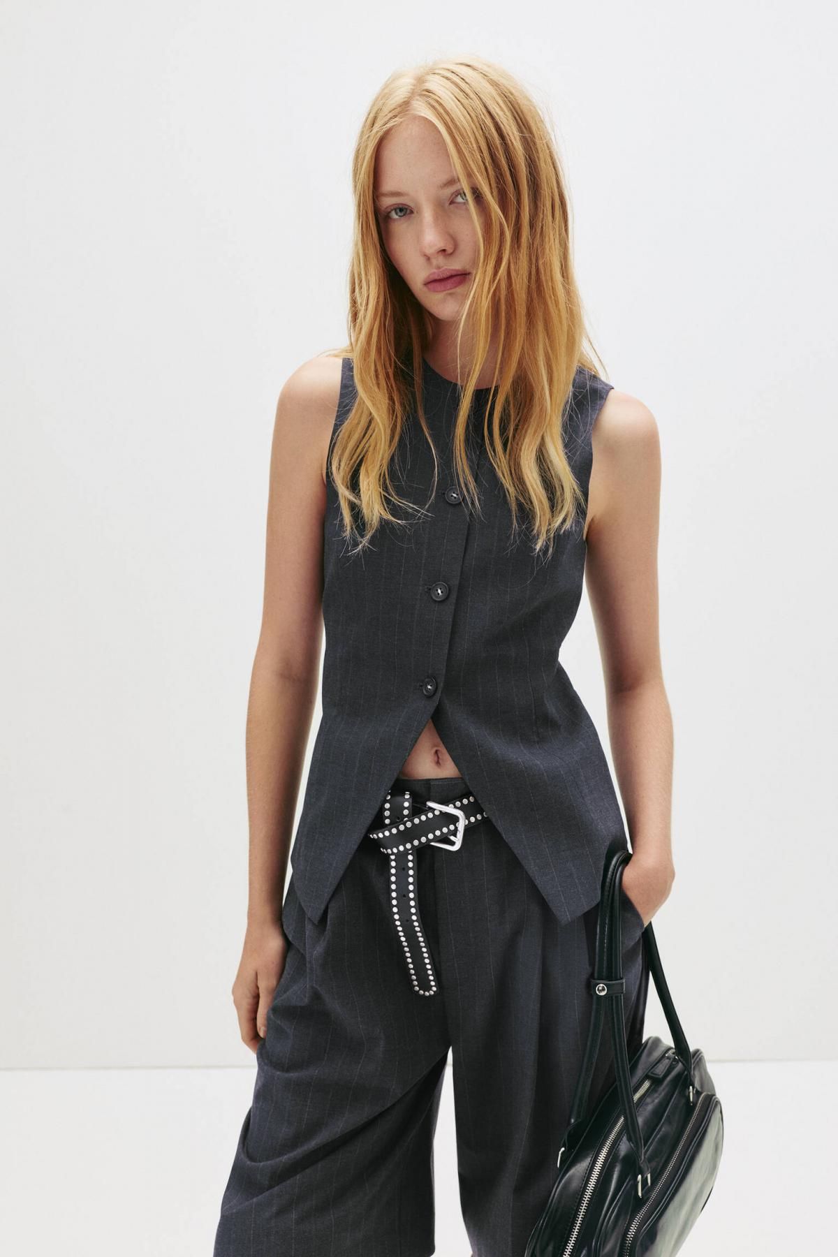 풀앤베어 테일러드 롱 핀스트라이프 베스트 7801/302 ANTHRACITE GREY - 상세 이미지 5