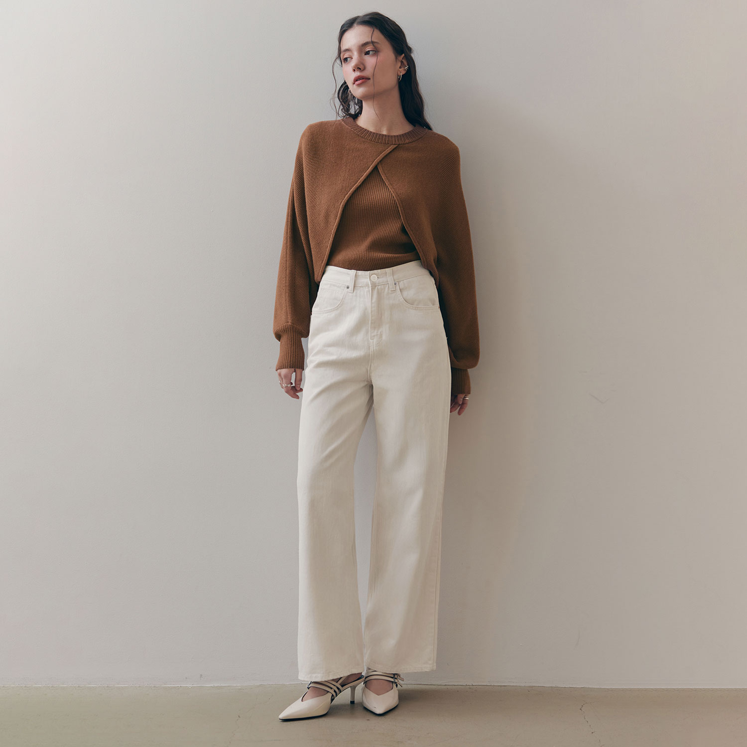 [제로스트릿] 아몬드 와이드 데님 팬츠 ALMOND WIDE DENIM PANTS / CREAM - 상세 이미지 2