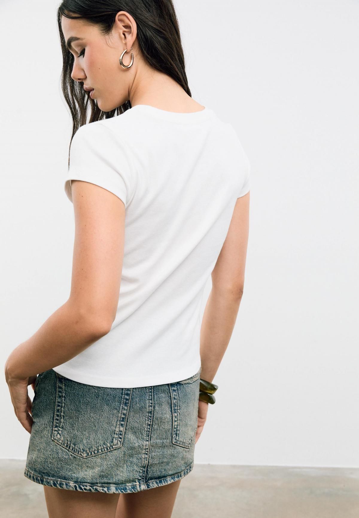 스트라디바리우스 그래픽 벨벳 프린트 코튼 반팔 티셔츠 6685/980 WHITE - 상세 이미지 4